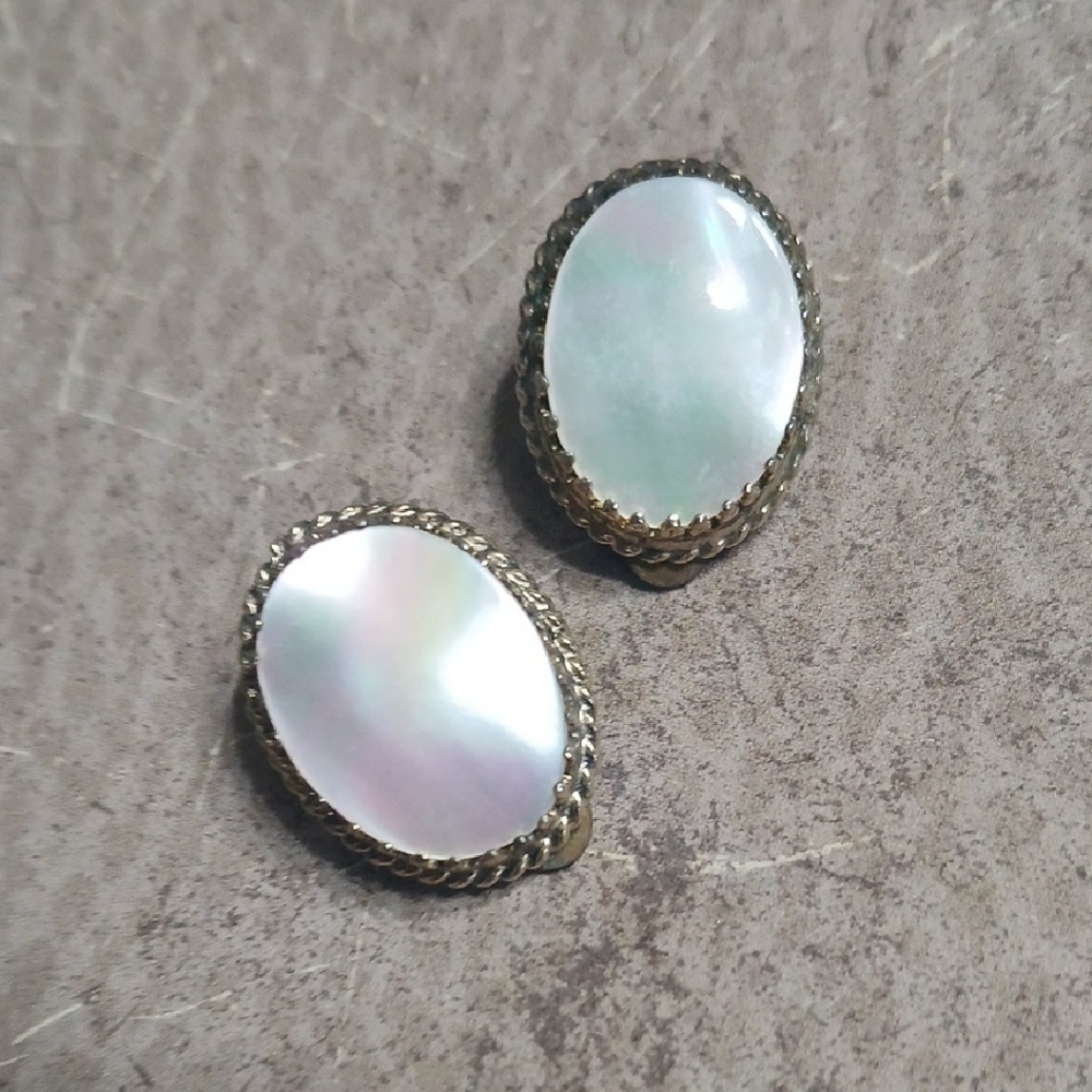 Mother Of Pearl Oval Earrings